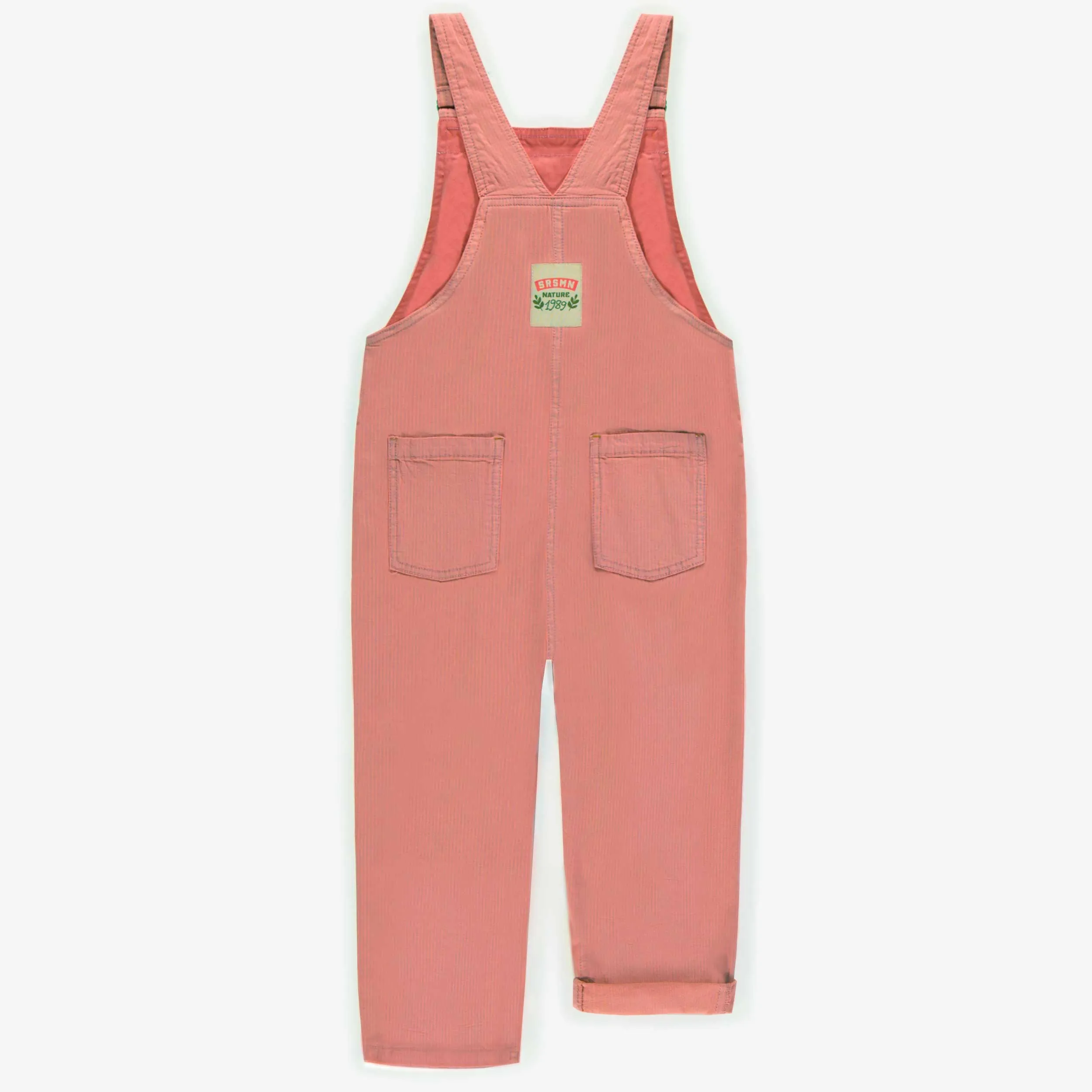 Salopette rose en denim rayé, enfant || Pink overalls in railroad denim, child