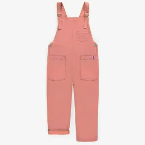 Salopette rose en denim rayé, enfant || Pink overalls in railroad denim, child