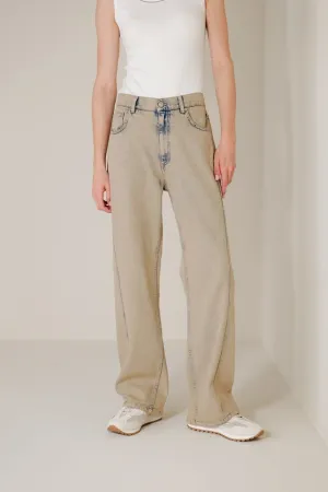 SAND WASH WIDE LEG JEANS