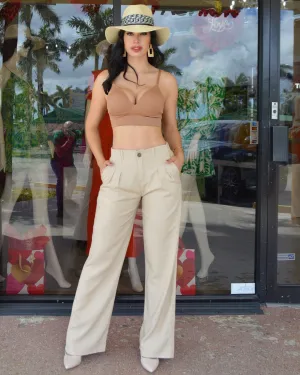Separate From The Rest Linen  Pants Nude