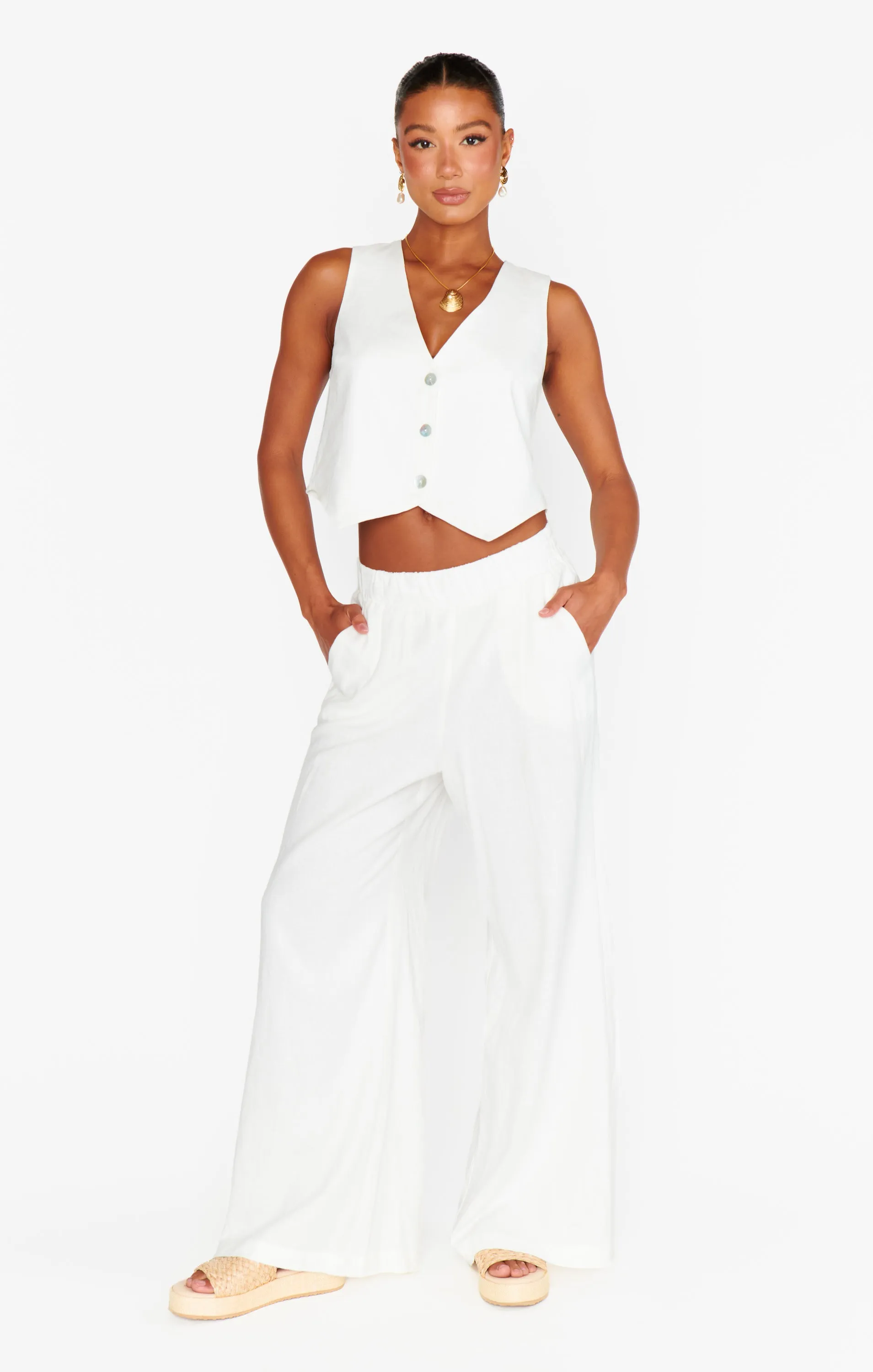 Show Me Your Mumu Vince Pants White Linen