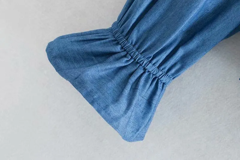 Spring and Summer New Wide-neck Shirt Women's Denim Shirt