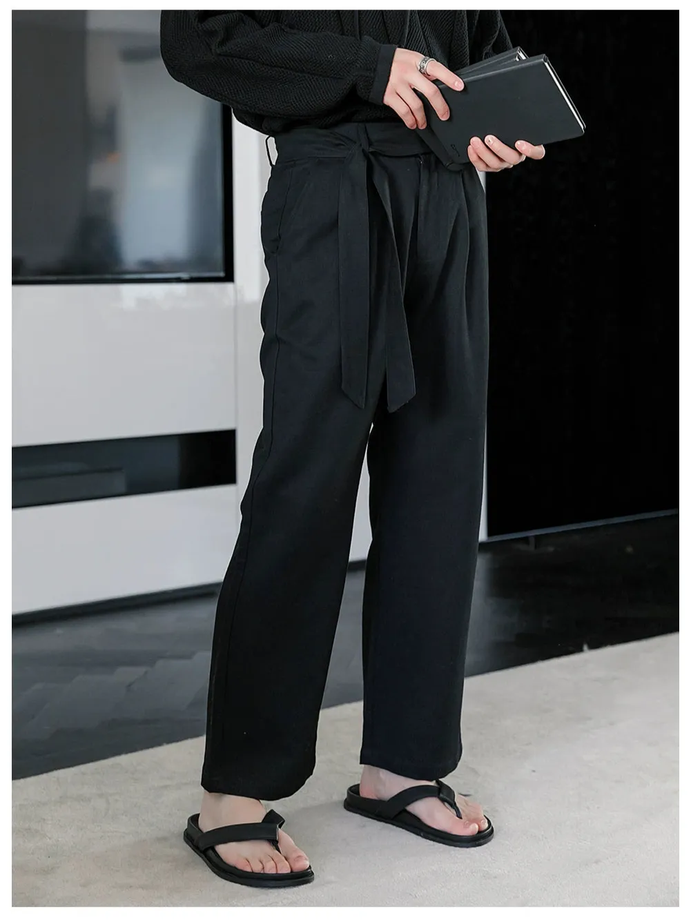 Straight Linen-Cotton Casual Pants