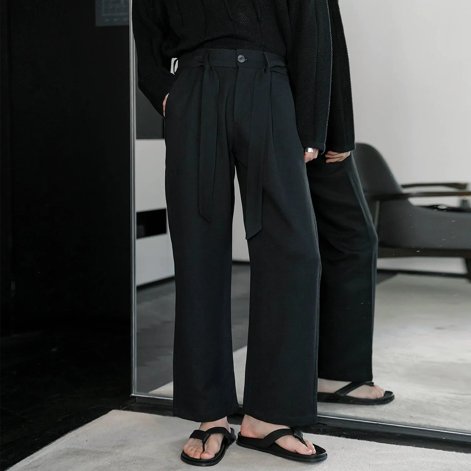 Straight Linen-Cotton Casual Pants