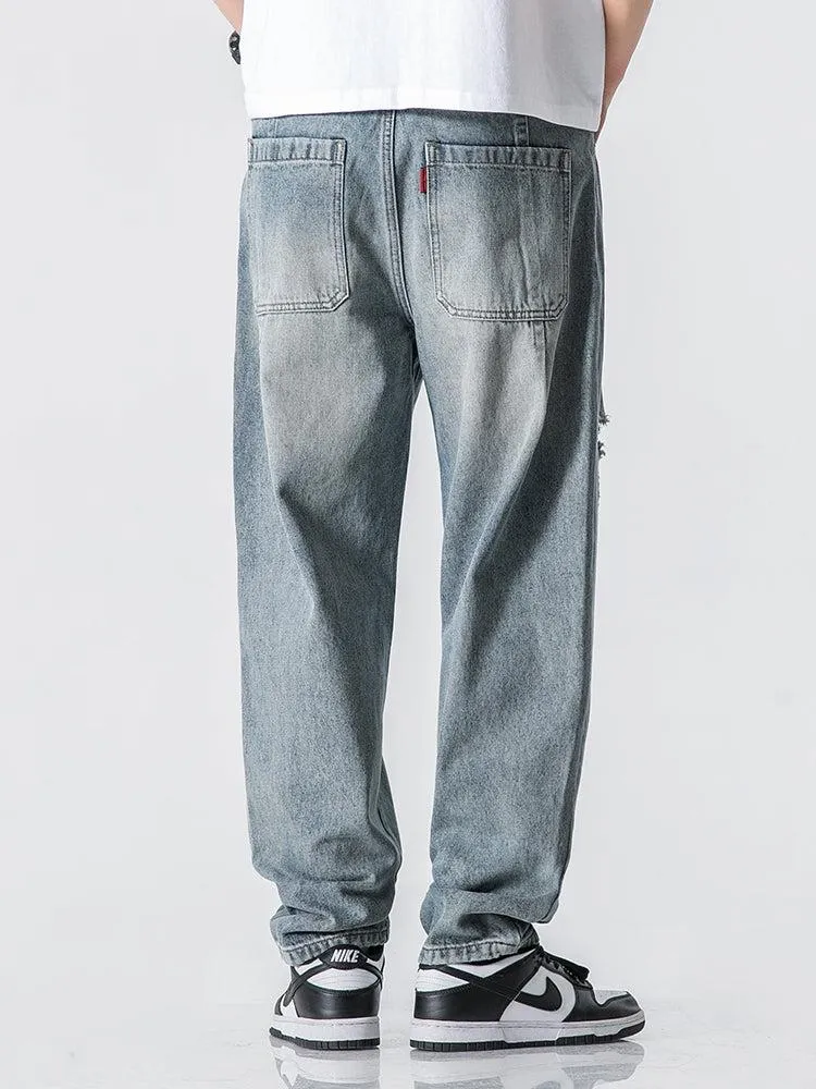 Straight Ripped washed Jeans