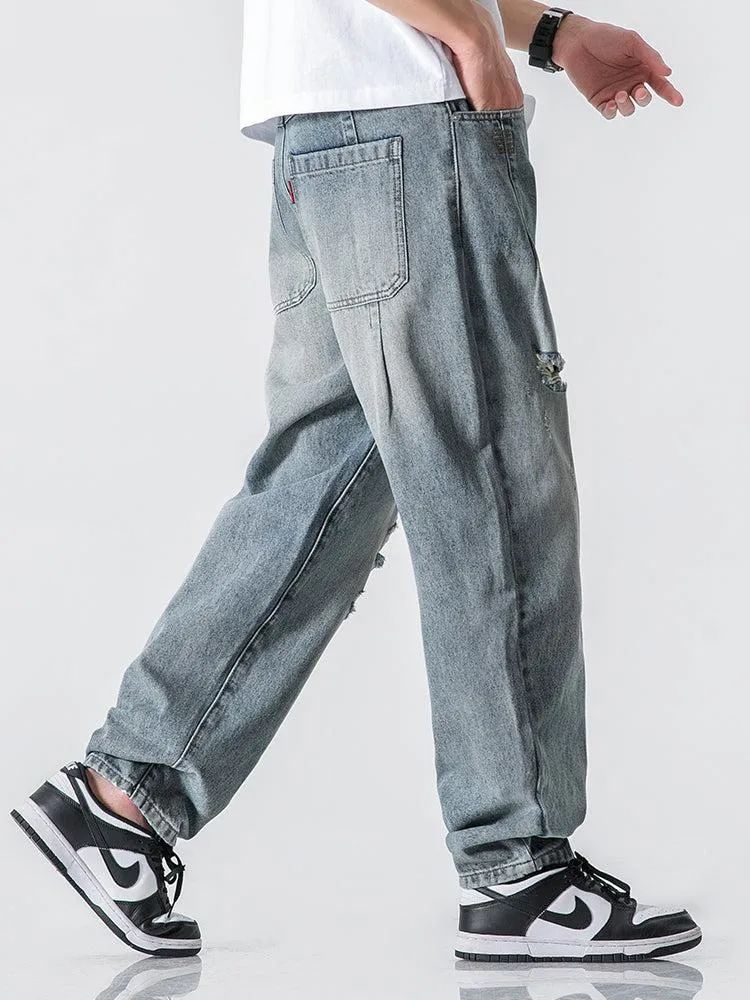 Straight Ripped washed Jeans