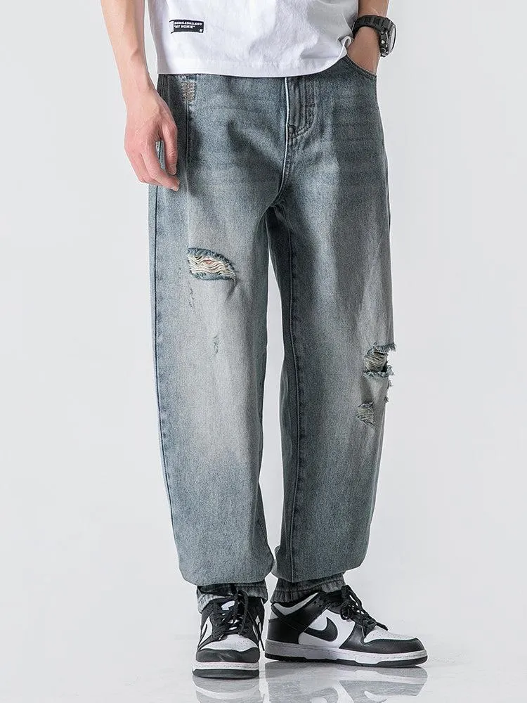 Straight Ripped washed Jeans