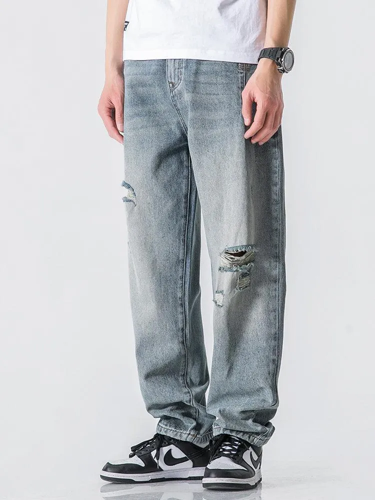 Straight Ripped washed Jeans