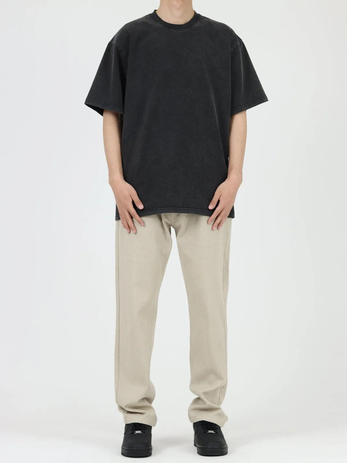Straight Twill Washed Jeans