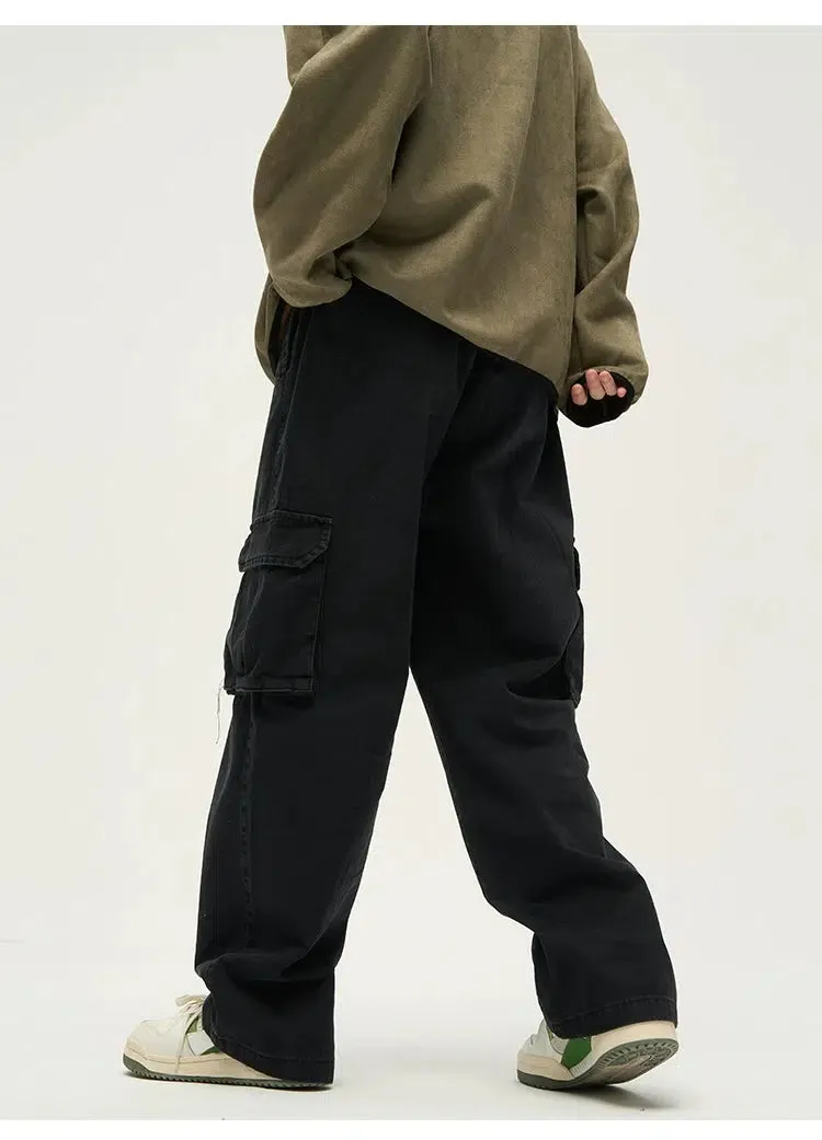 Straight Wide Leg Cargo Pants