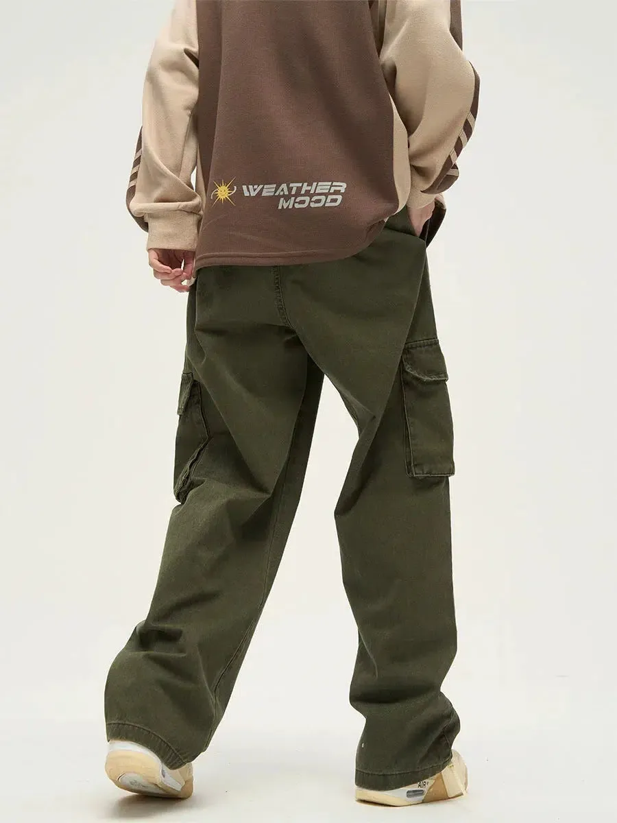 Straight Wide Leg Cargo Pants