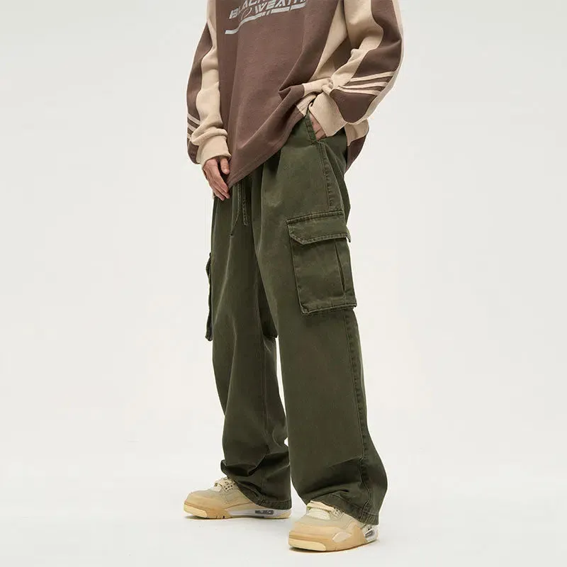 Straight Wide Leg Cargo Pants