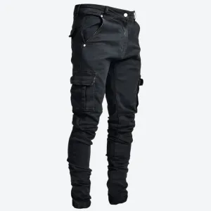 Stretch Fit Cargo Denim Pants