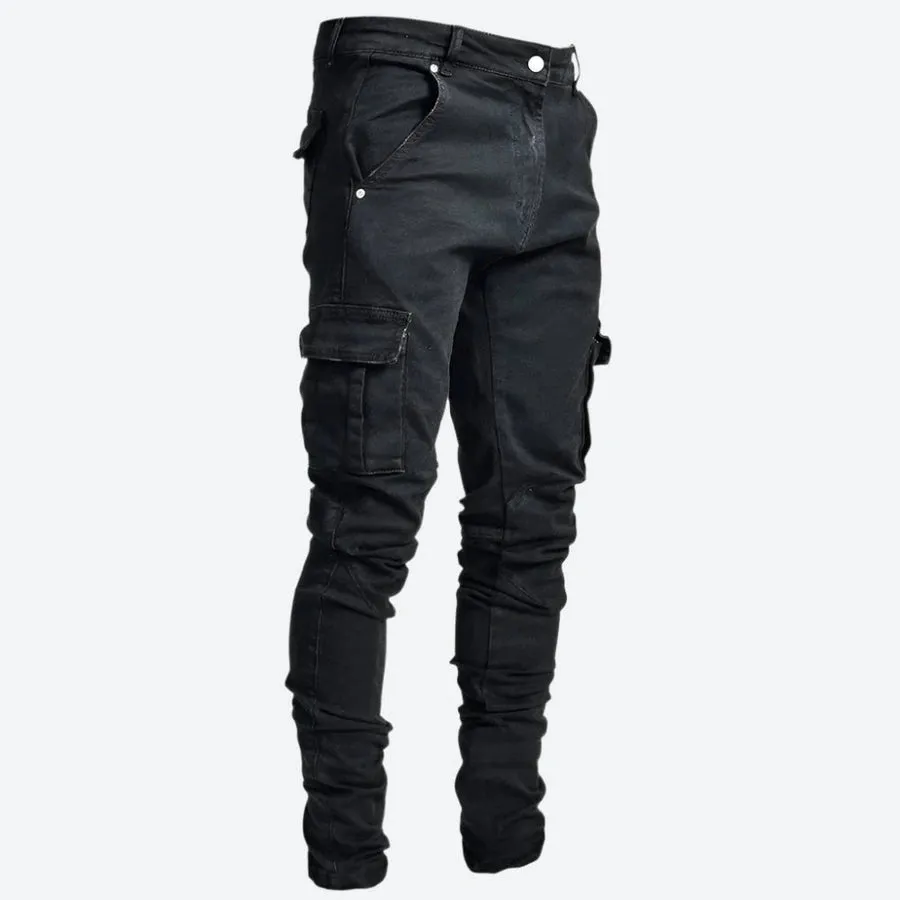 Stretch Fit Cargo Denim Pants