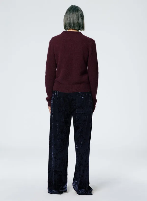 Stretch Velvet Wide Leg Pull On Pant