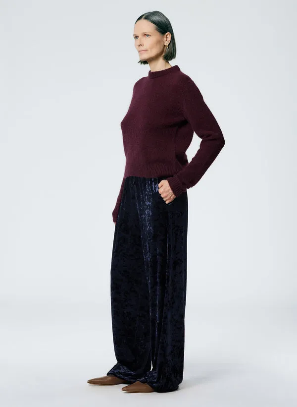 Stretch Velvet Wide Leg Pull On Pant