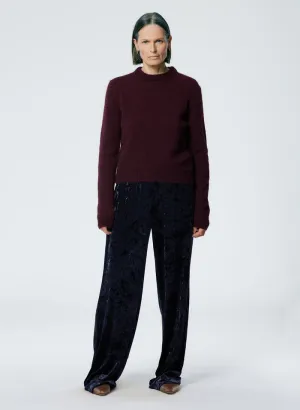 Stretch Velvet Wide Leg Pull On Pant