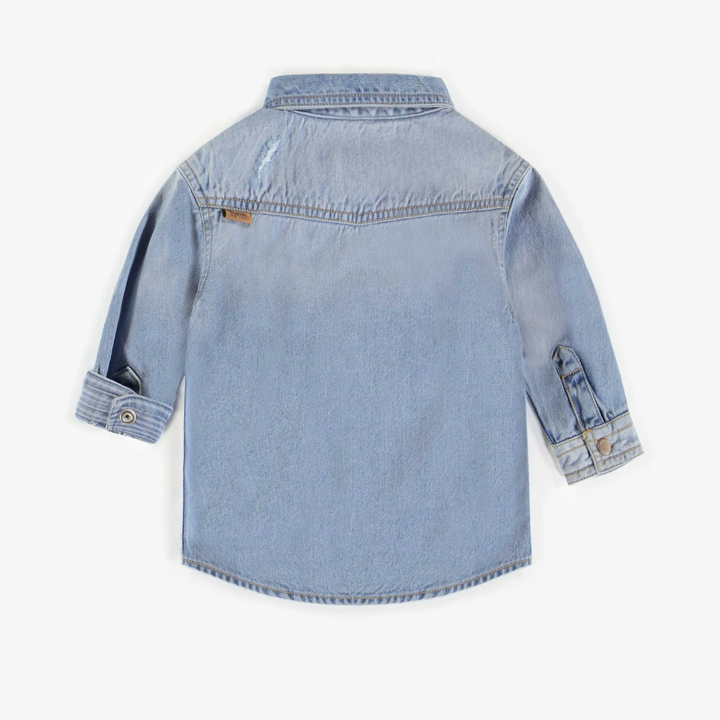 Surchemise en denim de coupe droite avec broderie, bébé || Straight fit denim overshirt with embroidery, baby