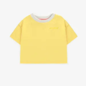 T-shirt court jaune à manches courtes en coton, enfant || Yellow short-sleeved t-shirt in cotton, child