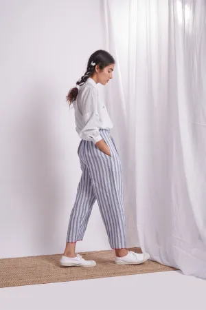 The Plavate I Barvikha Comfy in my skin Co-ord Set Silk Linen Blue Stripe Daily Collection AW22-14
