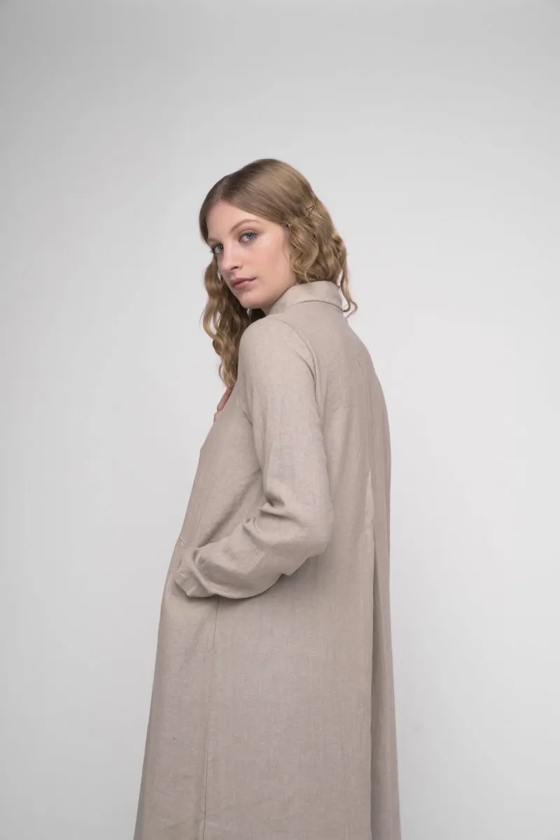 Tiered Waist Cotton Linen Dress