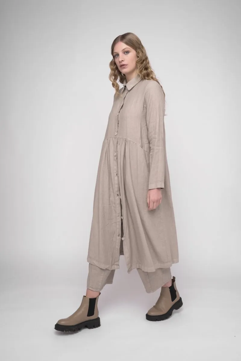 Tiered Waist Cotton Linen Dress