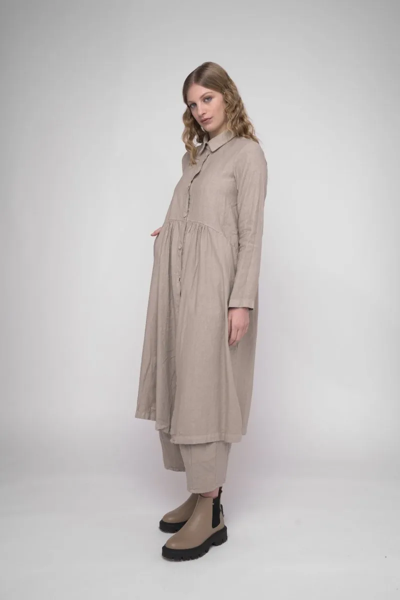 Tiered Waist Cotton Linen Dress