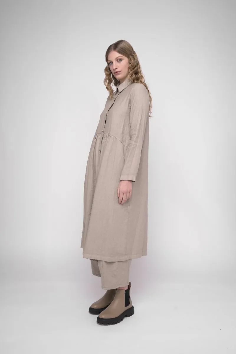 Tiered Waist Cotton Linen Dress