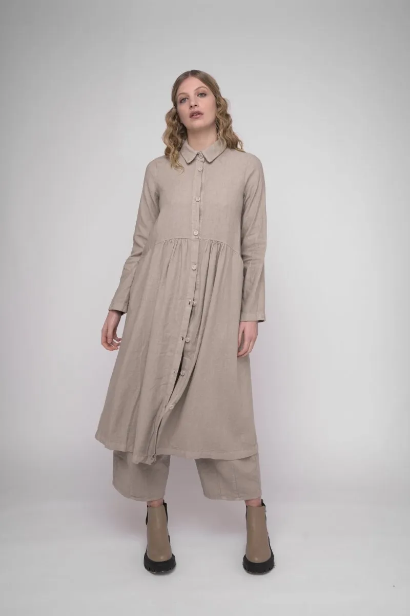 Tiered Waist Cotton Linen Dress