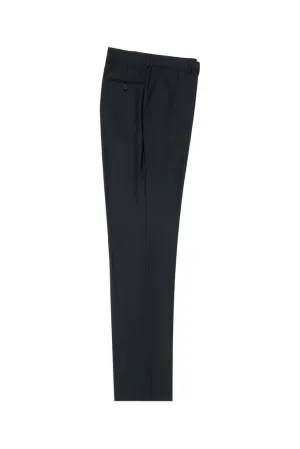 Tiglio Luxe Black Flat Front, Pure Wool Modern Fit Dress Pants 2560 TIG1001