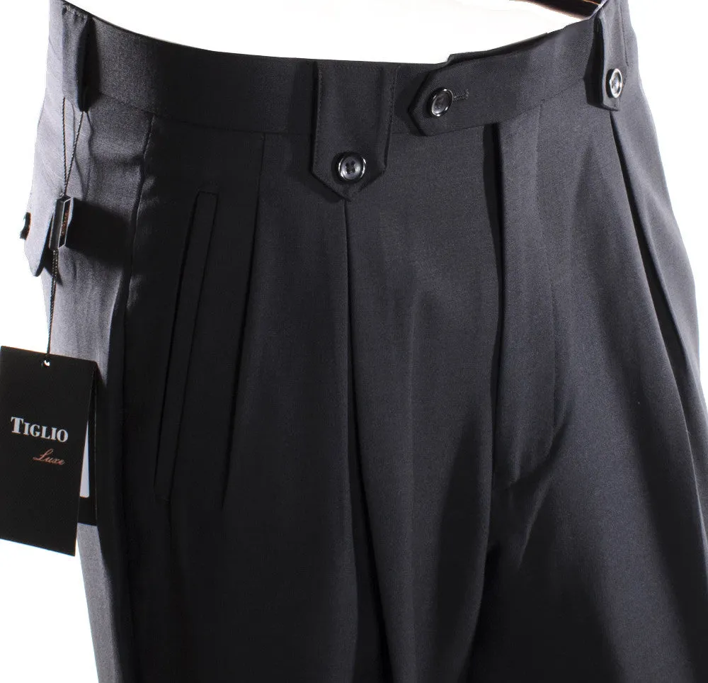 Tiglio Luxe Black Wide Leg, Pure Wool Dress Pants 2576 TIG1001