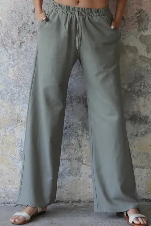 TRINITY Linen Blend Women's Pants (Almond Green, Dark Gray, Windsor Tan)