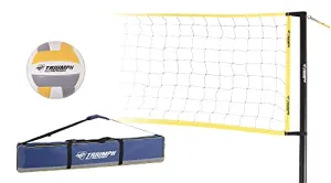 Triumph Sports Volleyball Set with Durable 3-Pieces Steel Poles with Gunmetal Silver Powder Coating (Multicolour)