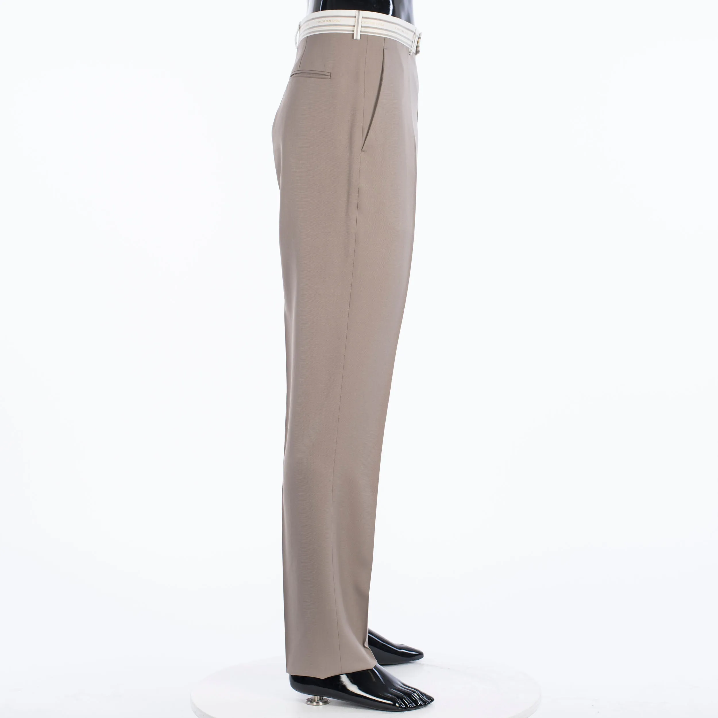 Trousers With Signature Christian Dior Striping In Beige Wool Twill
