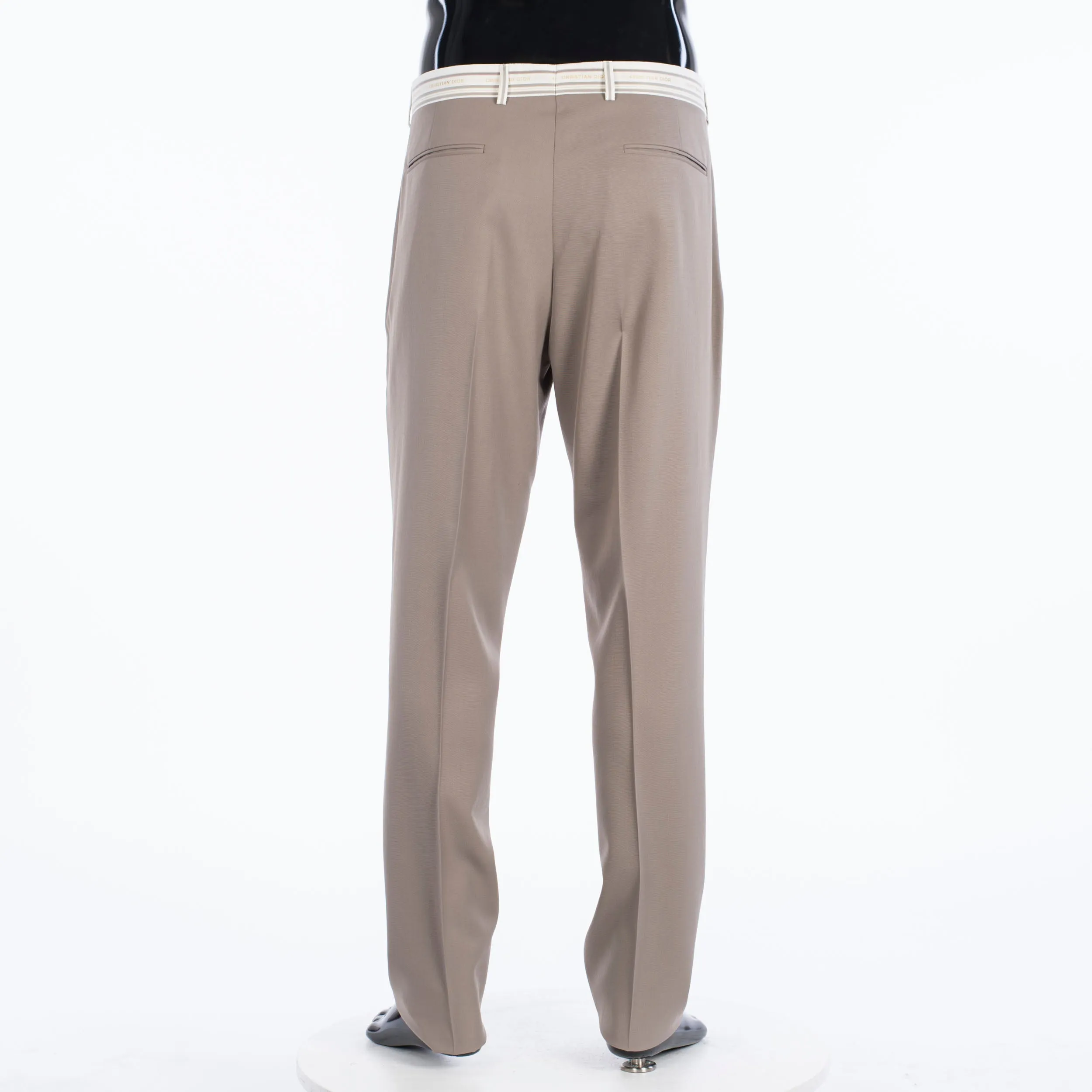 Trousers With Signature Christian Dior Striping In Beige Wool Twill