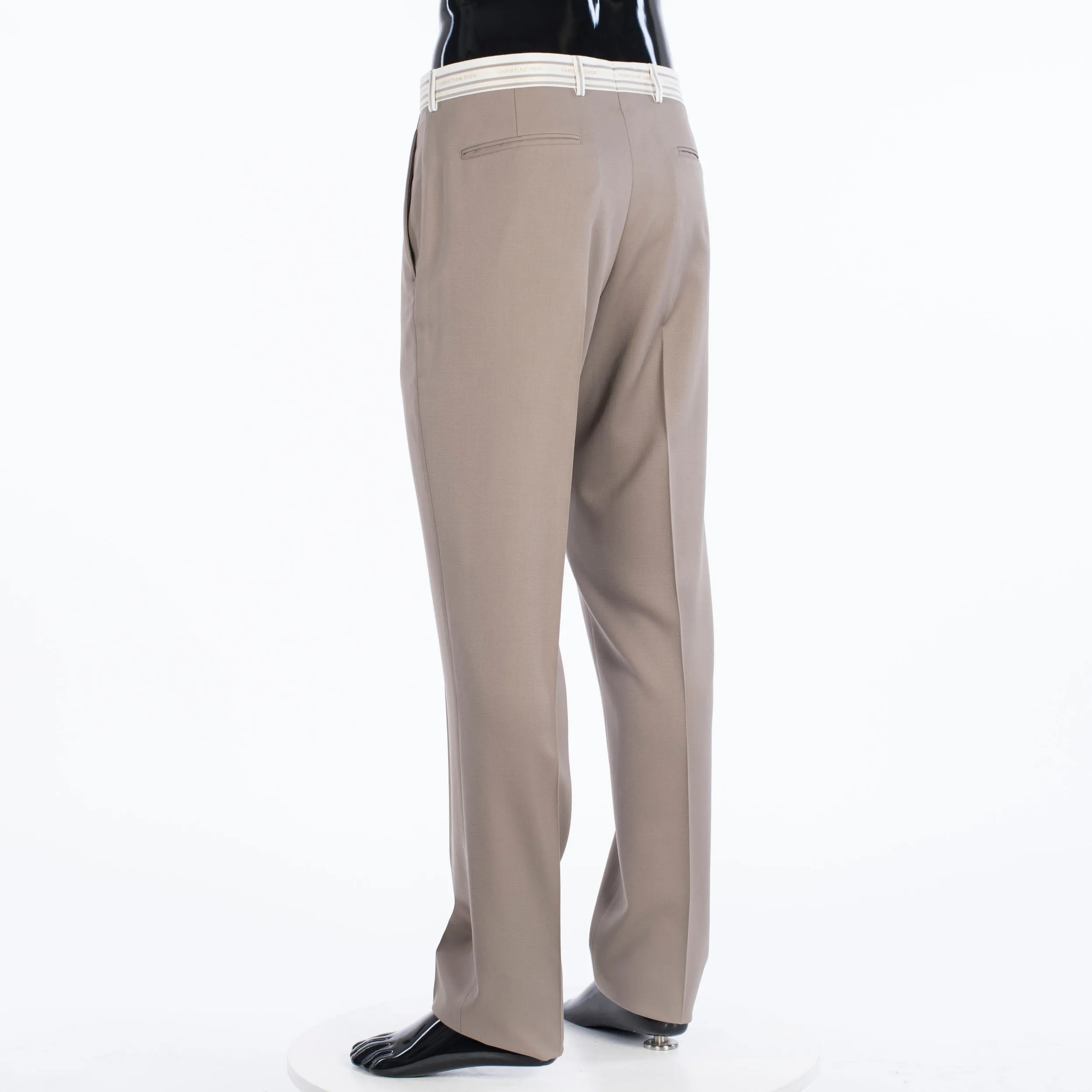 Trousers With Signature Christian Dior Striping In Beige Wool Twill
