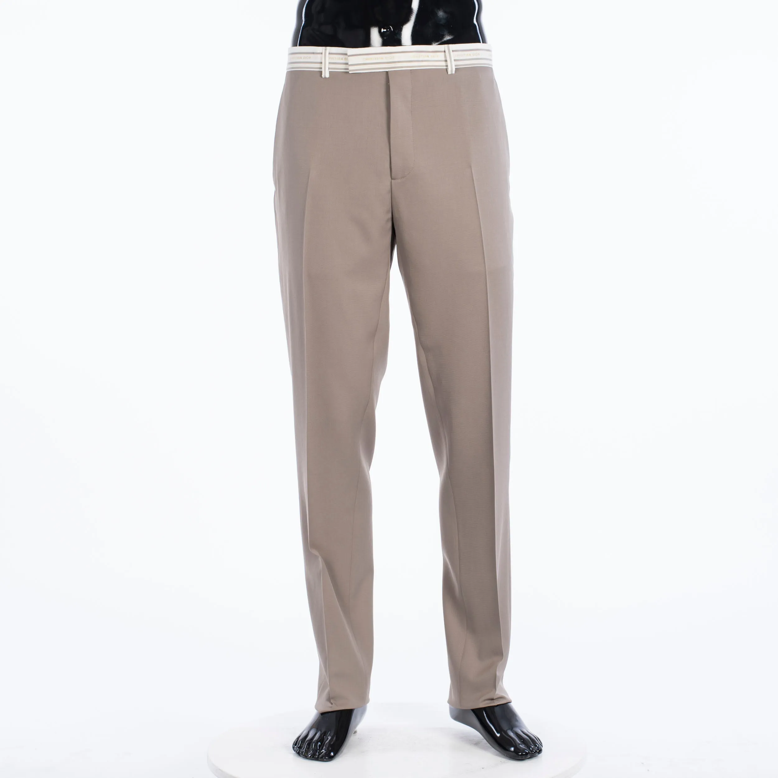Trousers With Signature Christian Dior Striping In Beige Wool Twill