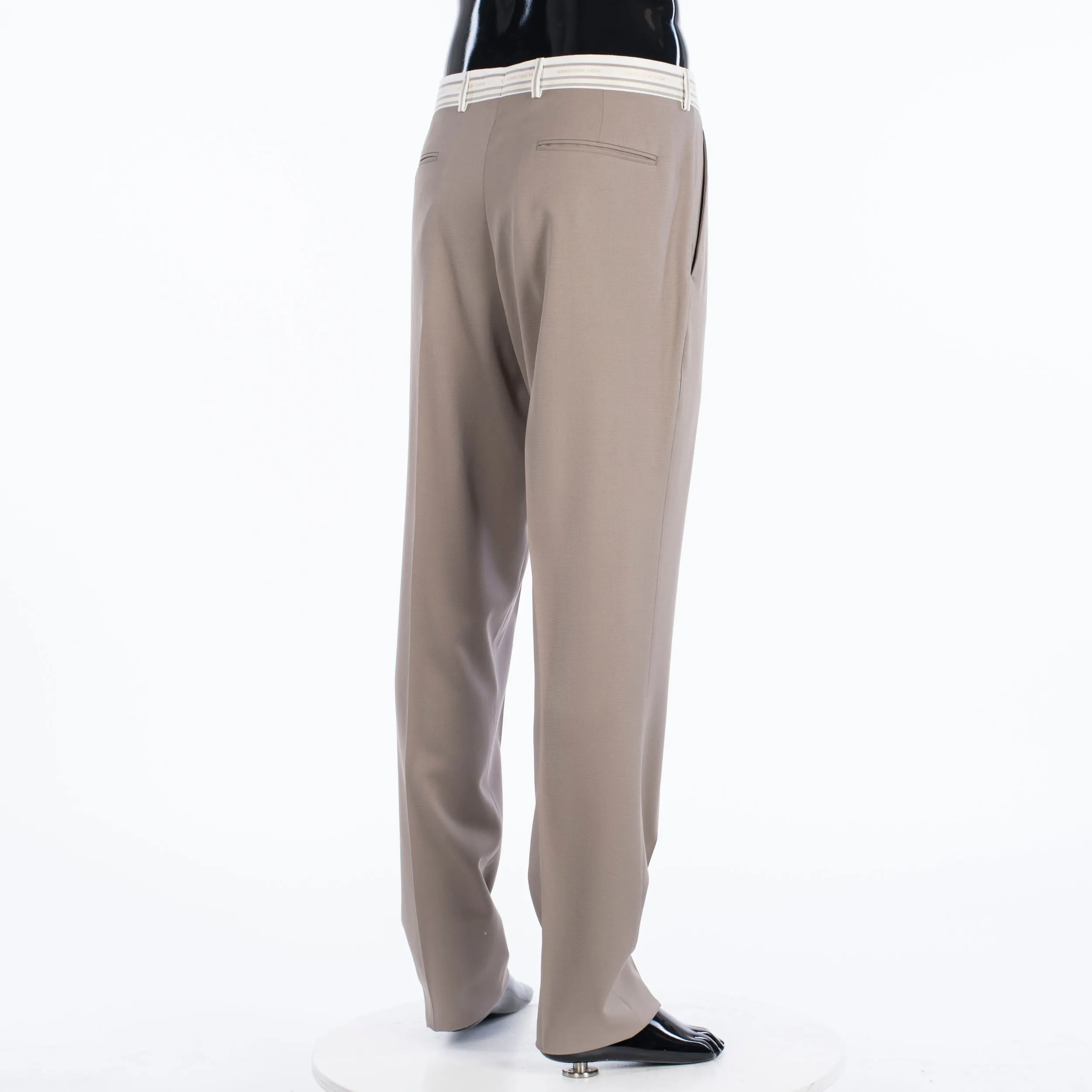 Trousers With Signature Christian Dior Striping In Beige Wool Twill