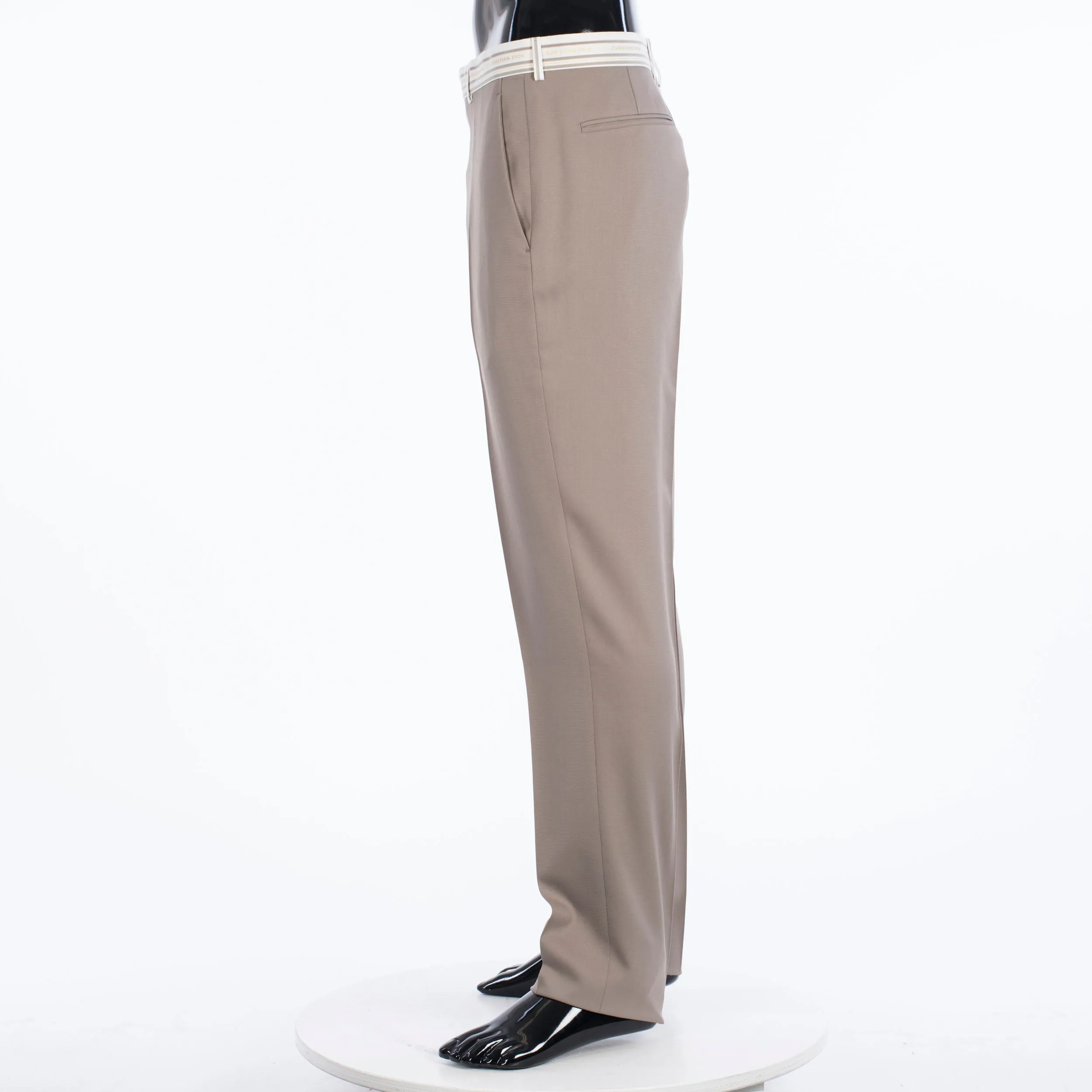 Trousers With Signature Christian Dior Striping In Beige Wool Twill