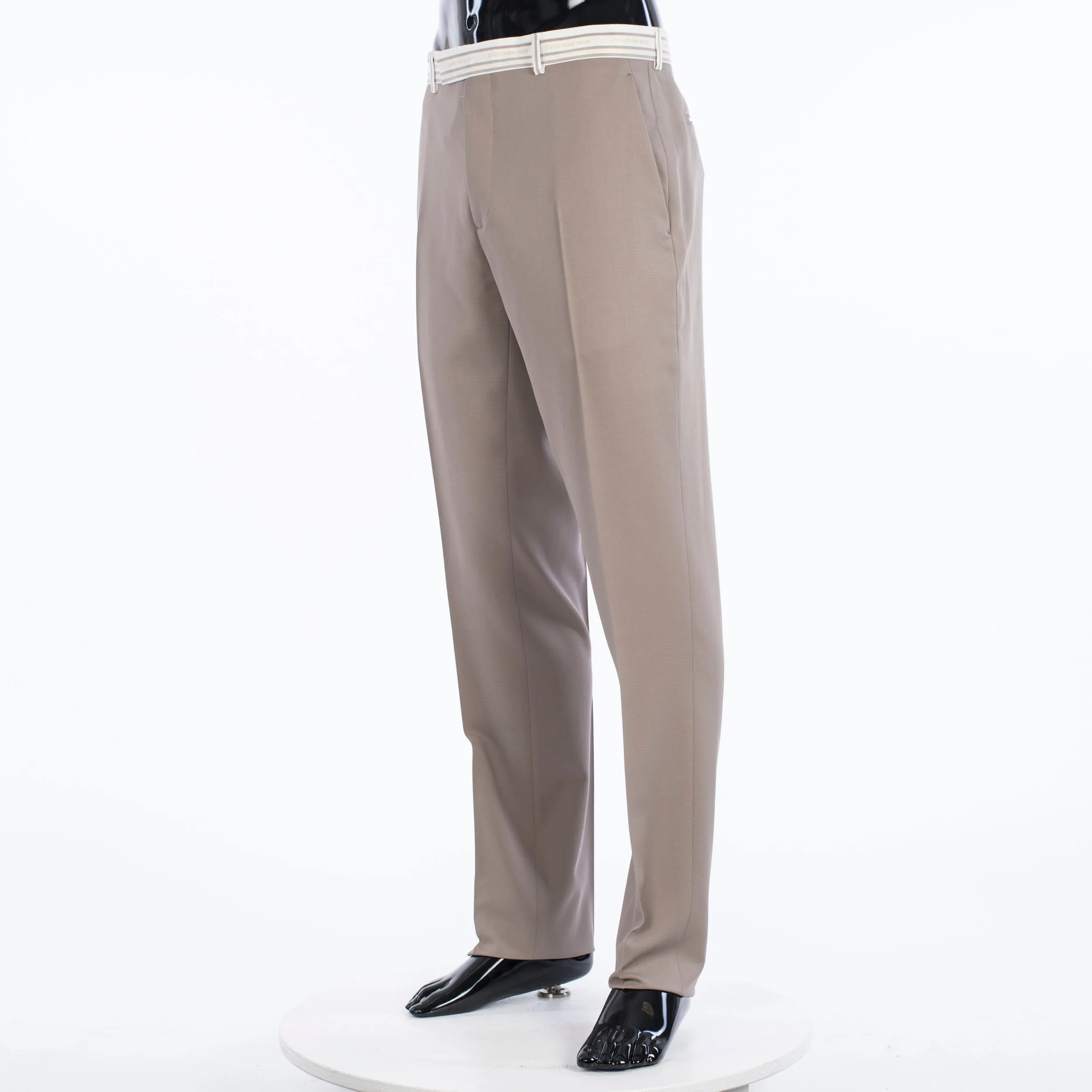 Trousers With Signature Christian Dior Striping In Beige Wool Twill