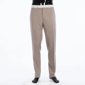 Trousers With Signature Christian Dior Striping In Beige Wool Twill
