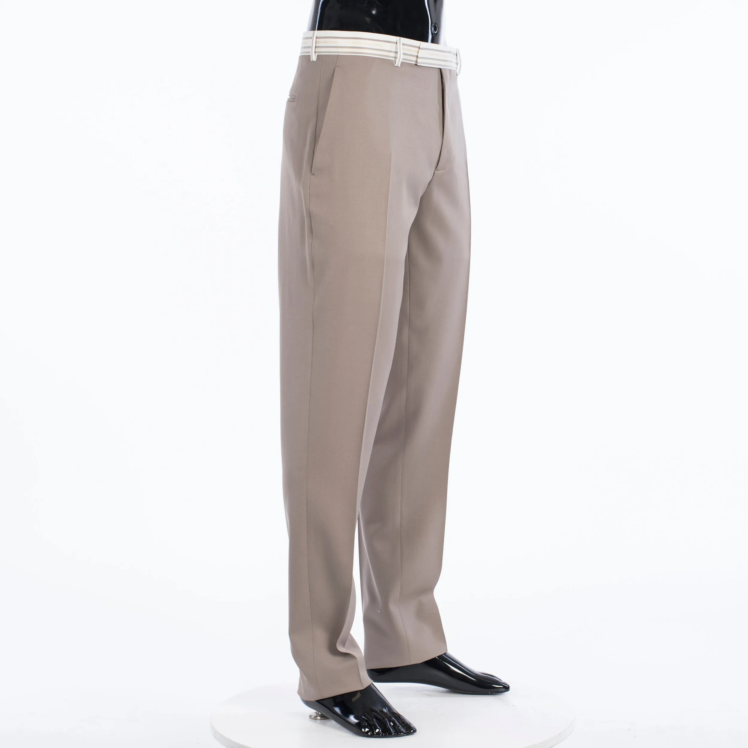 Trousers With Signature Christian Dior Striping In Beige Wool Twill