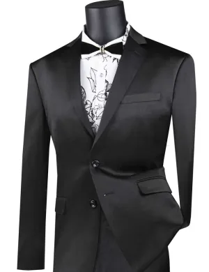 Ultra Slim Fit Stretch Sateen Suit (Black) UST-1