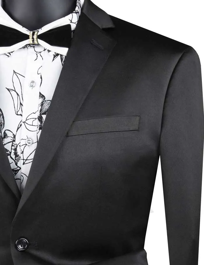Ultra Slim Fit Stretch Sateen Suit (Black) UST-1