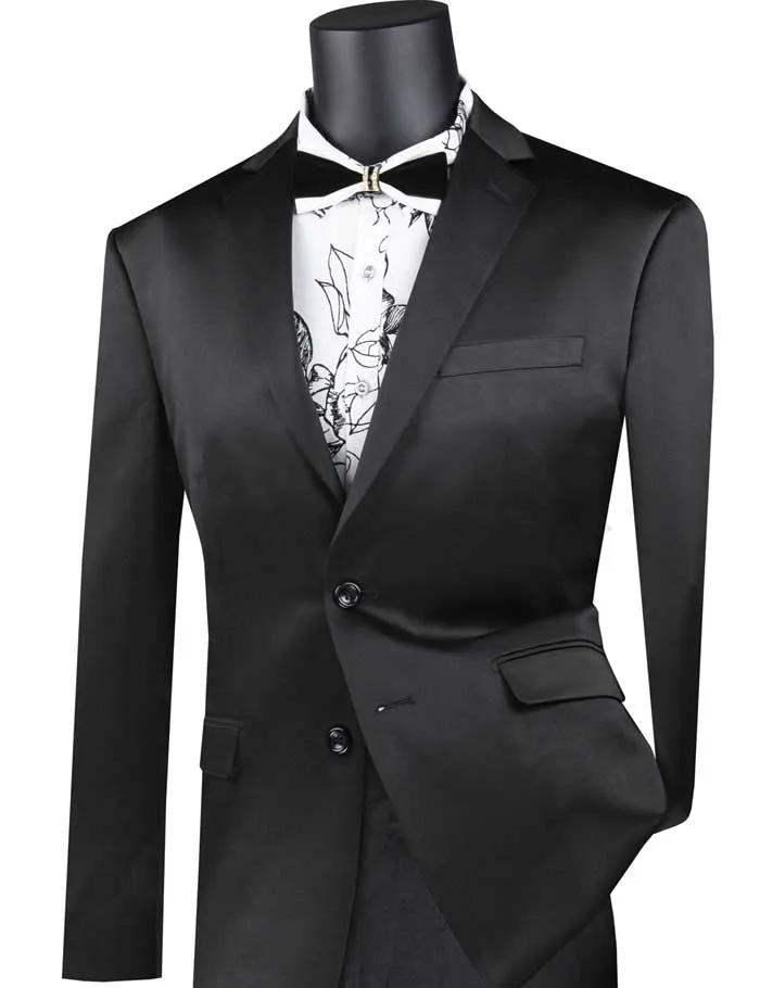 Ultra Slim Fit Stretch Sateen Suit (Black) UST-1