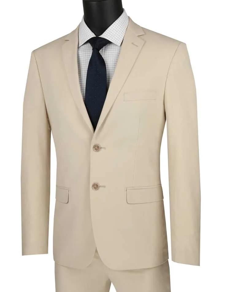 Ultra Slim Fit Stretch Wool Feel Suit (Beige) USDX-1