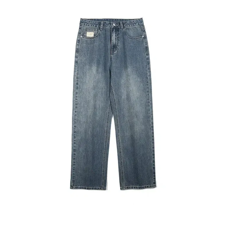 Versatile Wide-leg Washed Jeans