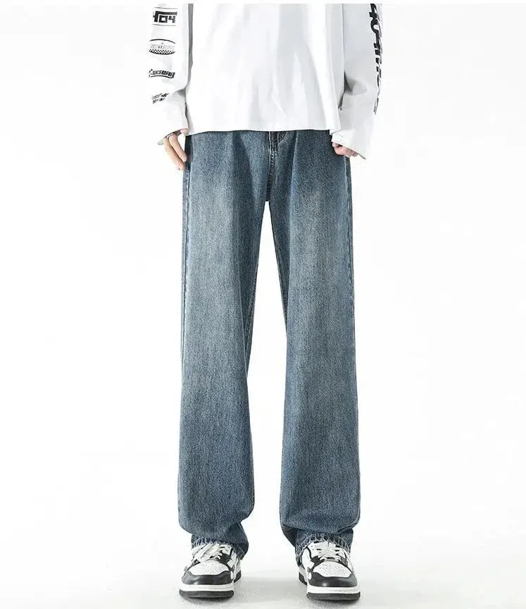 Versatile Wide-leg Washed Jeans