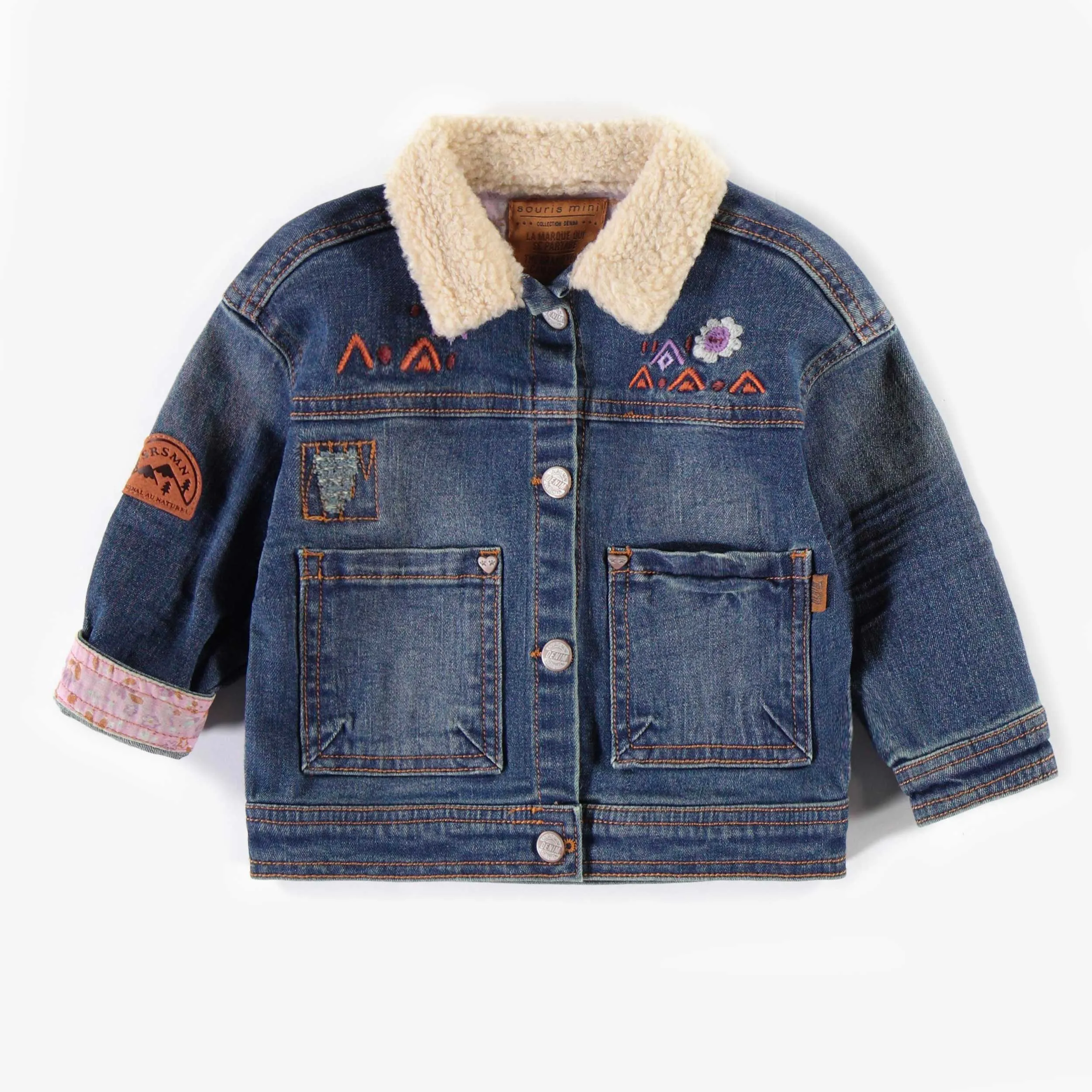 Veste en denim avec broderies, bébé || Denim jacket with embroidery, baby