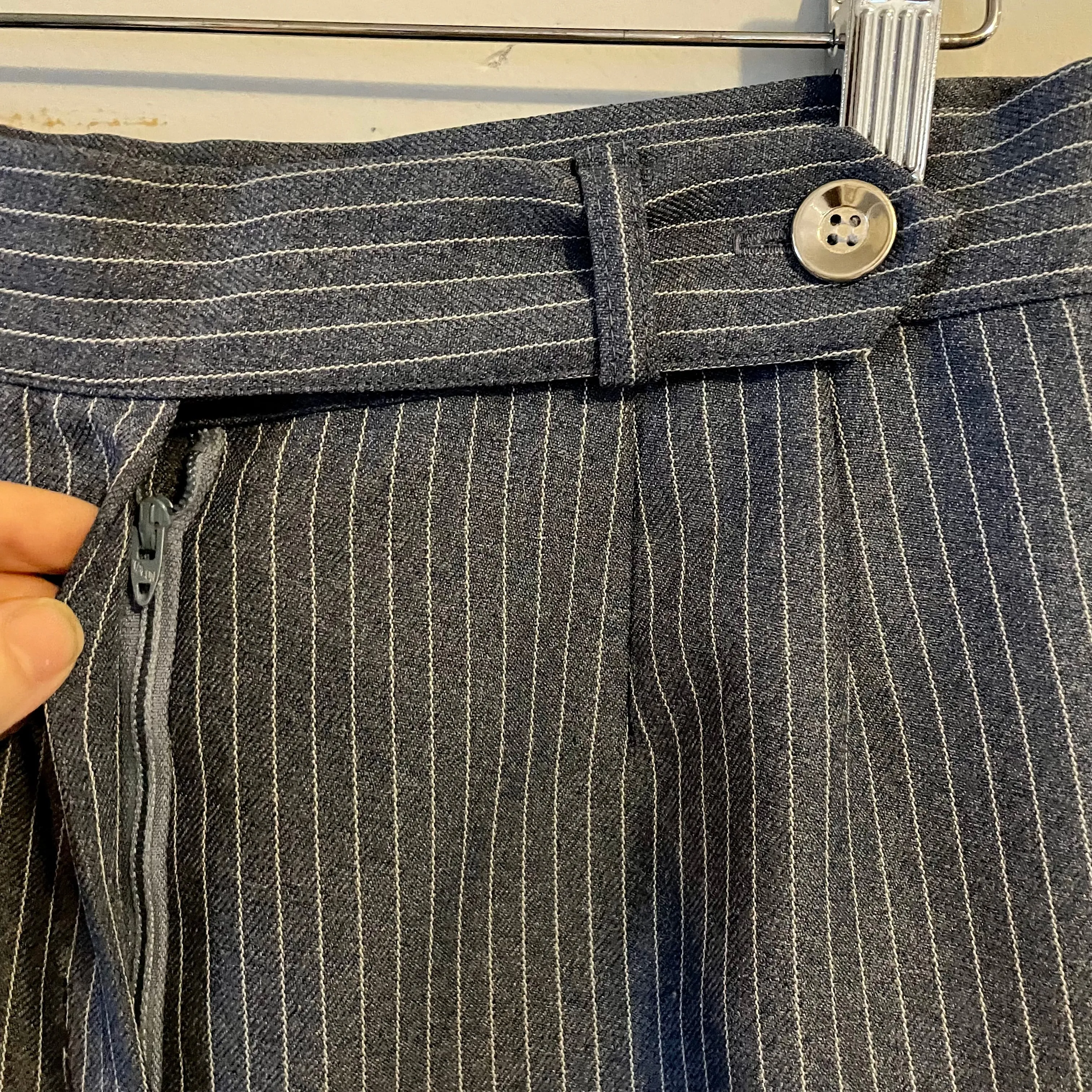 Vintage 70s 80s Ultra High Rise Wide Leg Pinstripe Trousers // sz 28 x 29